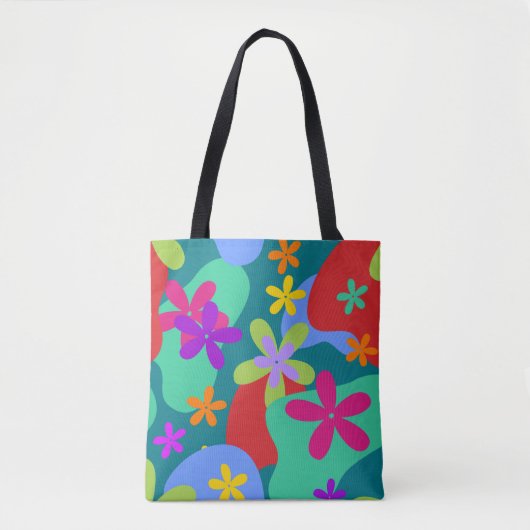 Retro Flowers naadloos gekleurd patroon Tote Bag (Voorkant)
