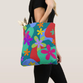 Retro Flowers naadloos gekleurd patroon Tote Bag (Dichtbij)