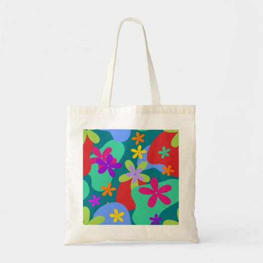 Retro Flowers naadloos gekleurd patroon Tote Bag (Voorkant)