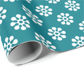 Retro Flowers naadloos patroonwit Cadeaupapier (Rol Hoek)