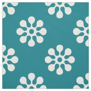 Retro Flowers naadloos patroonwit Stof