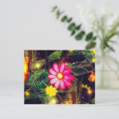 Retro Flowers Neon Lights Briefkaart (Staand voorkant)