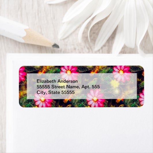 Retro Flowers Neon Lights Etiket (Insitu)