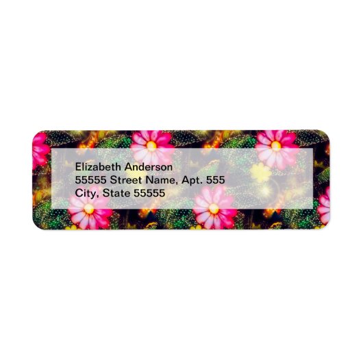 Retro Flowers Neon Lights Etiket (Voorkant)