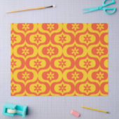 Retro Flowers on Yellow and Red Ogee Pattern Tissuepapier (Craft)