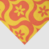 Retro Flowers on Yellow and Red Ogee Pattern Tissuepapier (Detail)