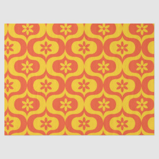 Retro Flowers on Yellow and Red Ogee Pattern  Tissuepapier