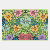 Retro Flowers op grote schaal Multicolf Inpakpapier Vel (Voorkant)