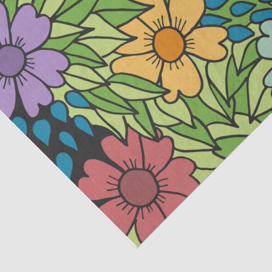 Retro Flowers op grote schaal Multicolf Tissuepapier (Detail)