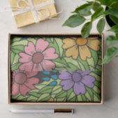 Retro Flowers op grote schaal Multicolf Tissuepapier (Geschenk)