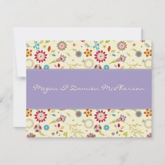 Retro Flowers ・ Paars ・ Hartelijk dank Bedankkaart (Voorkant)