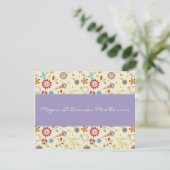 Retro Flowers ・ Paars ・ Hartelijk dank Bedankkaart (Staand voorkant)