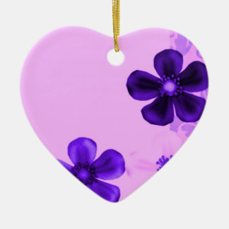 Retro  Flowers Paars Heart Ornament