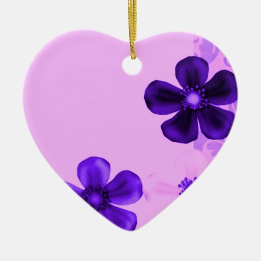 Retro Flowers Paars Heart Ornament (Voorkant)