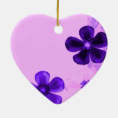 Retro Flowers Paars Heart Ornament (Achterkant)