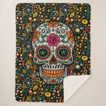 Retro Flowers Patroon Sugar Skull