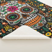 Retro Flowers Patroon Sugar Skull Sherpa Deken (3/4)
