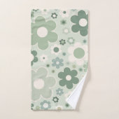 Retro Flowers Sage Green Abstract Floral Bad Handdoek (Handdoek)