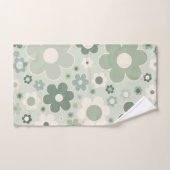 Retro Flowers Sage Green Abstract Floral Bad Handdoek (Handdoek)