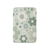 Retro Flowers Sage Green Abstract Floral Badmat (Voorkant Verticaal)