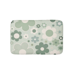 Retro Flowers Sage Green Abstract Floral Badmat