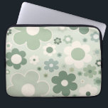 Retro Flowers Sage Green Abstract Floral Laptop Sleeve<br><div class="desc">Retrobloemen: bloemen - groen bloesem.</div>