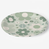 Retro Flowers Sage Green Abstract Floral Papieren Bordje (Gekanteld)