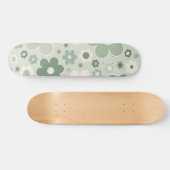 Retro Flowers Sage Green Abstract Floral Persoonlijk Skateboard (Horizontaal)