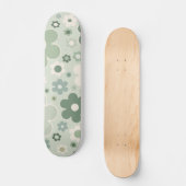 Retro Flowers Sage Green Abstract Floral Persoonlijk Skateboard (Voorkant)