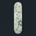 Retro Flowers Sage Green Abstract Floral Persoonlijk Skateboard<br><div class="desc">Retrobloemen: bloemen - groen bloesem.</div>