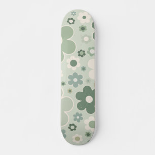 Retro Flowers Sage Green Abstract Floral Persoonlijk Skateboard