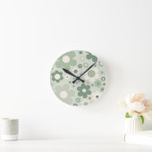Retro Flowers Sage Green Abstract Floral Ronde Klok (Huis)