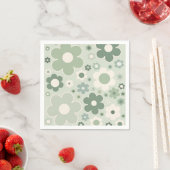 Retro Flowers Sage Green Abstract Floral Servet (Insitu)