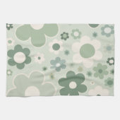 Retro Flowers Sage Green Abstract Floral Theedoek (Horizontaal)