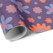 Retro Flowers Schattige Fun 70s Hippie Daisy Patte Cadeaupapier (Rol Hoek)