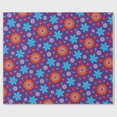 Retro Flowers Schattige Fun 70s Hippie Daisy Patte Cadeaupapier (Vlak)