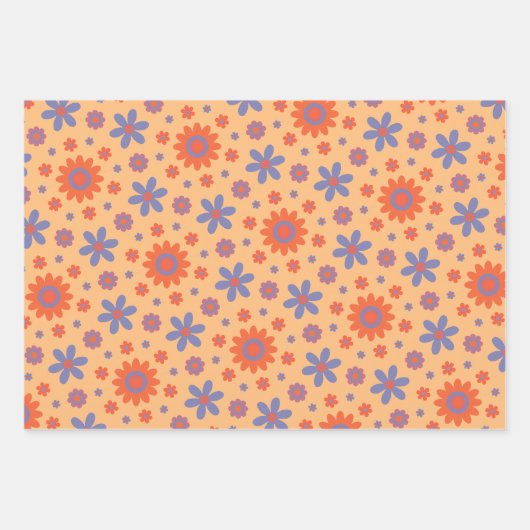Retro Flowers Schattige Fun 70s Hippie Daisy Patte Inpakpapier Vel (Voorkant 2)