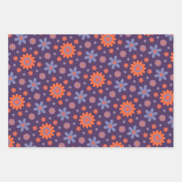 Retro Flowers Schattige Fun 70s Hippie Daisy Patte Inpakpapier Vel