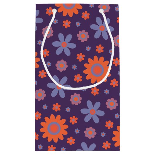Retro Flowers Schattige Fun 70s Hippie Daisy Patte Klein Cadeauzakje (Achterkant)