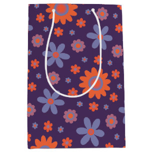 Retro Flowers Schattige Fun 70s Hippie Daisy Patte Medium Cadeauzakje