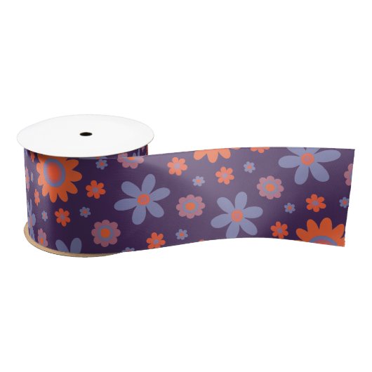 Retro Flowers Schattige Fun 70s Hippie Daisy Patte Satijnen Lint (Spoel)