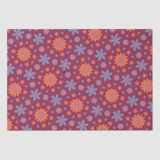 Retro Flowers Schattige Fun 70s Hippie Daisy Patte Tissuepapier (Voorkant)