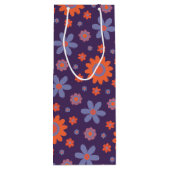Retro Flowers Schattige Fun 70s Hippie Daisy Patte Wijn Cadeautas (Achterkant)