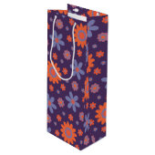 Retro Flowers Schattige Fun 70s Hippie Daisy Patte Wijn Cadeautas (Voorkant Gekanteld)