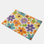 Retro Flowers Sinaasappel Lila en Groen Deurmat (Schuin)