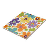Retro Flowers Sinaasappel Lila en Groen Tegeltje (Zijkant)