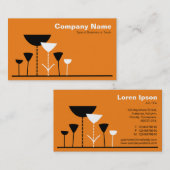 Retro Flowers - Sinaasappel Visitekaartje (Voorkant / Achterkant)