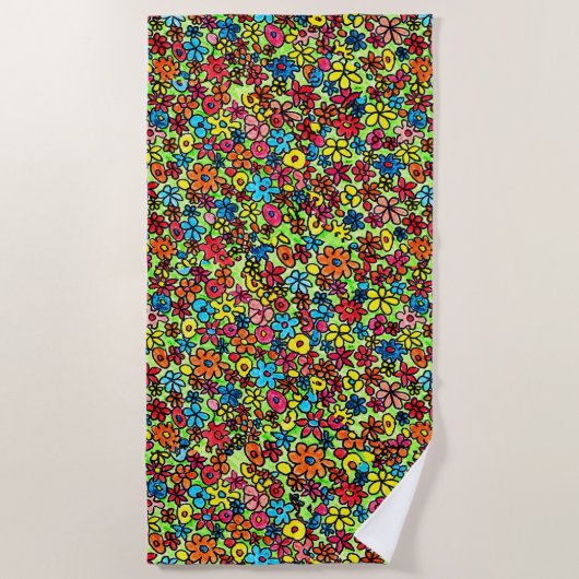 Retro flowers strandlaken (Voorkant)