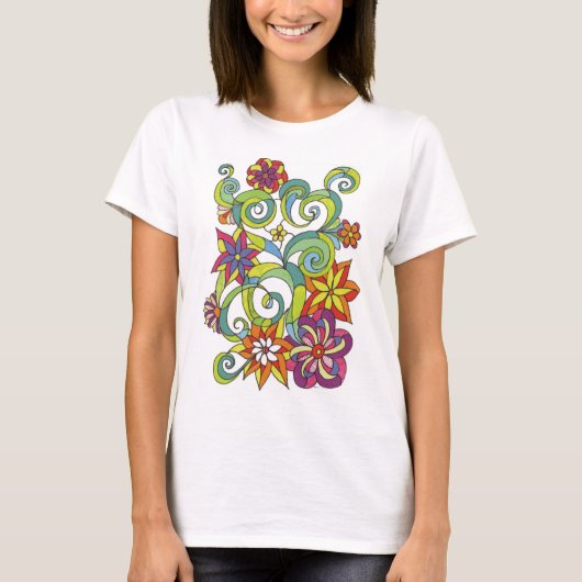 Retro Flowers T Shirt (Voorkant)