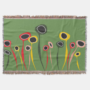 Retro Flowers Throw Blanket Deken